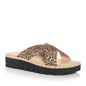 STUART WEITZMAN ROZA LIFT SUEDE ANIMAL PRINT CRISSCROSS SANDAL